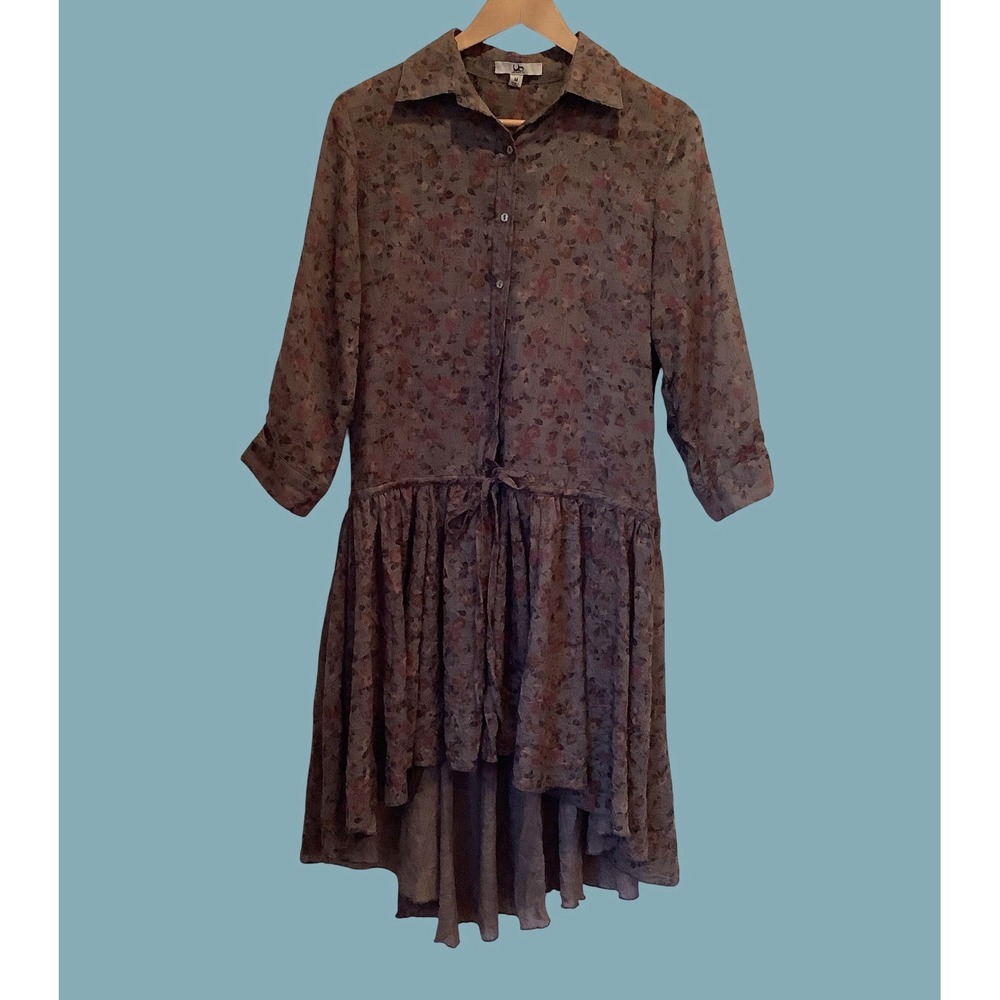 Ya Los Angeles Olive Green Floral Western High Low Dress Goth Grunge Dress M